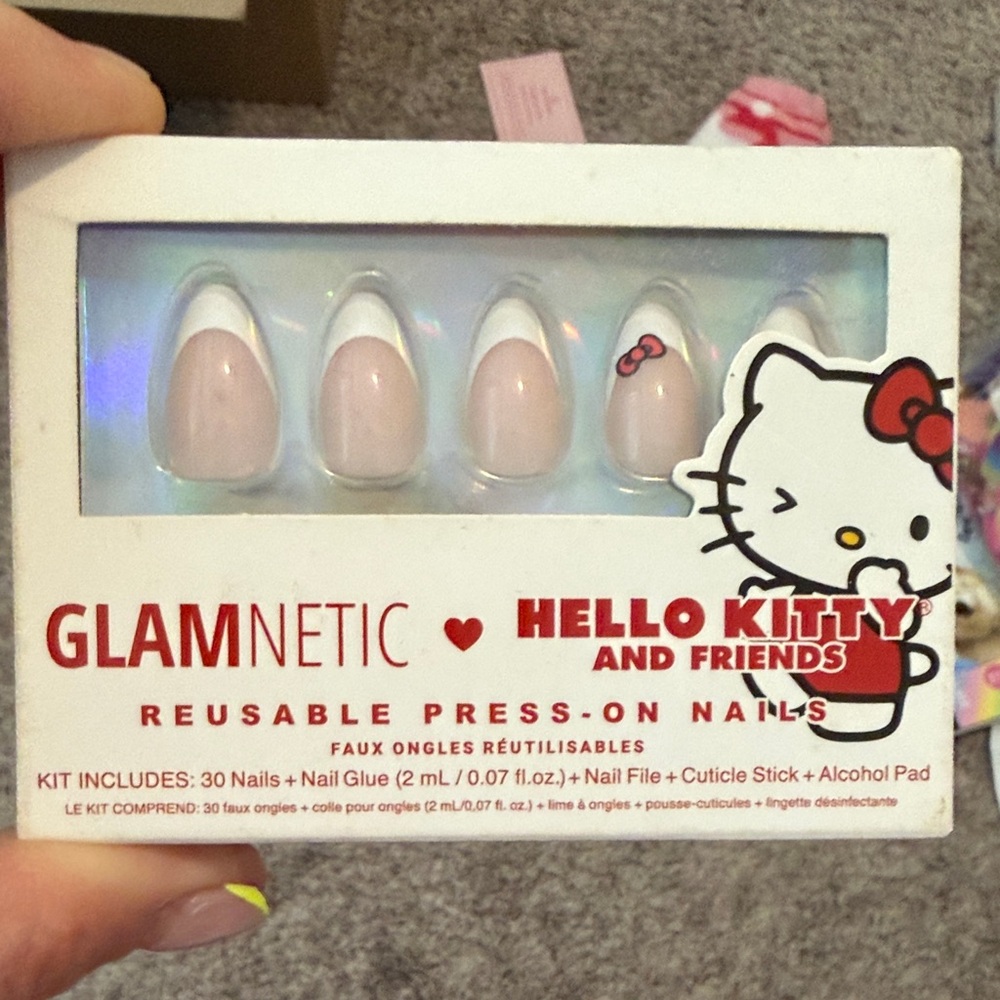 Glamnetic Hello Kitty Reusable Press-On Nails - French Tip with details